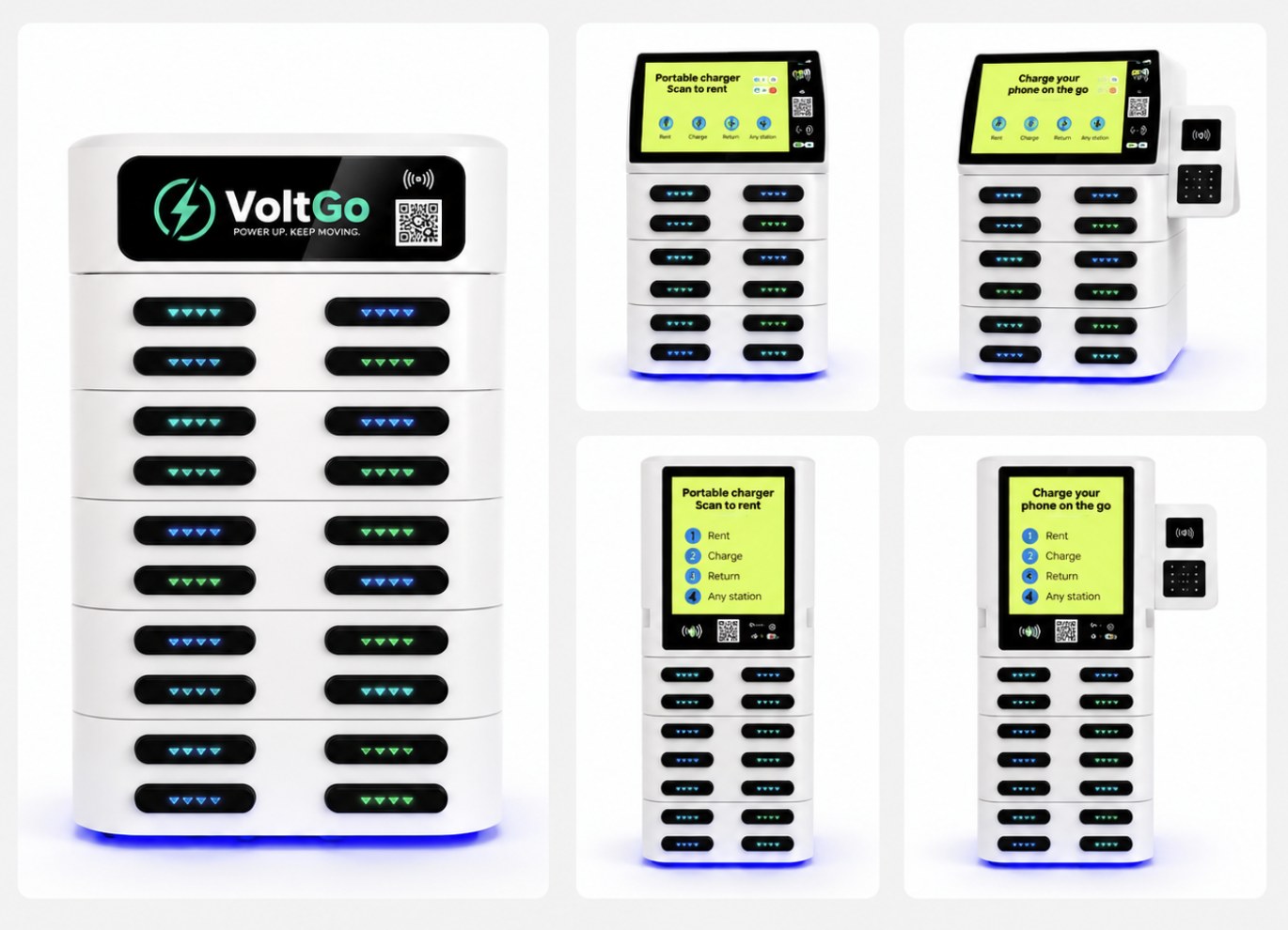 VoltGo 16-charger countertop rental station